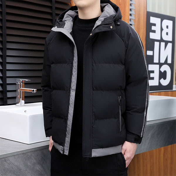 Chaqueta Cálida Acolchada Estilo Coreano con Capucha para Hombre