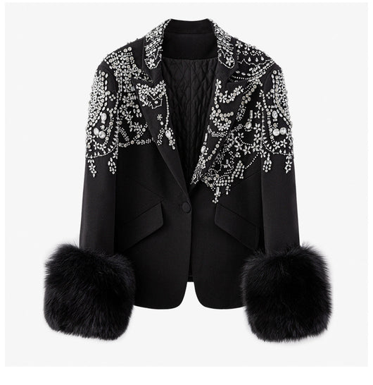 Blazer Elegante Negro con Cuello Solapa y Detalles en Strass - Image 5