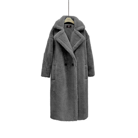 Abrigo Largo de Lana Esponjosa para Mujer - Elegancia Invernal - Image 13