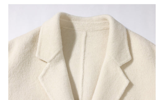 Abrigo de Lana Blanco Doble Botonadura para Mujer - Largo Reversible Otoño Invierno - Image 13