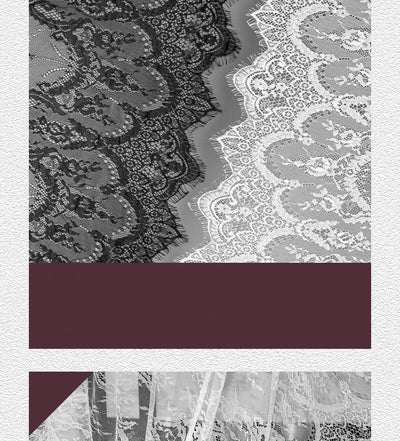 Conjunto de Encaje con Pestaña y Tela de Encaje en Negro y Blanco - Image 12