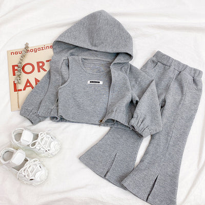 Conjunto Deportivo Niña Estilo Occidental: Chaqueta con Capucha y Pantalón Acampanado - Image 9
