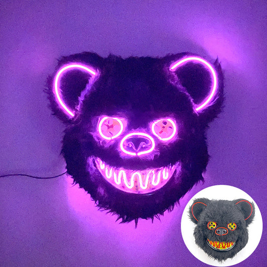 Máscara Luminosa de Oso Sangriento EL para Festivales de Música y DJ