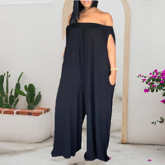 Jumpsuit Holgado de Un Hombro Talla Grande sin Mangas - Image 5
