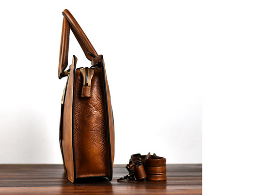Bolso de Cuero Curtido al Vegetal Estilo Retro Horizontal para Hombre - Image 14