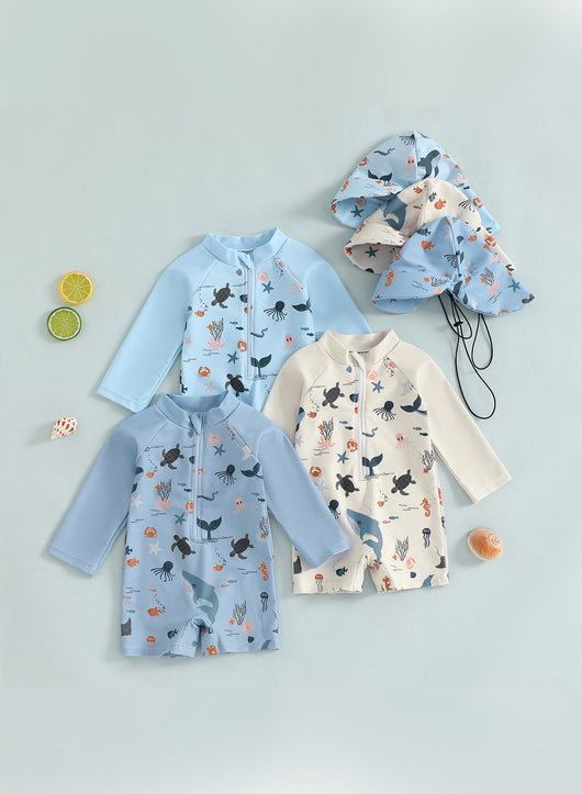 Traje de Baño Infantil con Capucha y Mangas Largas - Image 13