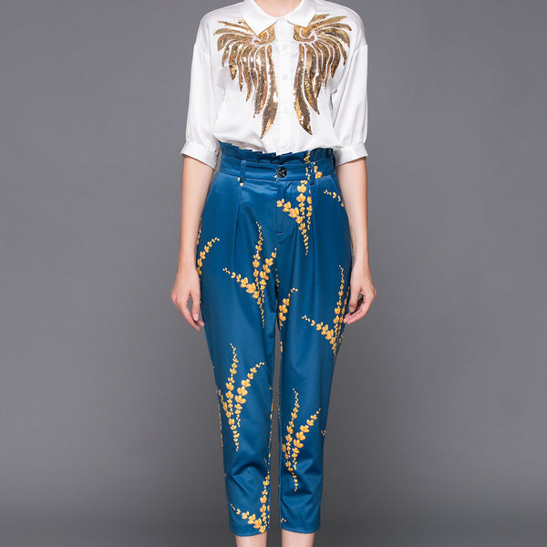 Conjunto de Camisa y Pantalón Bordado