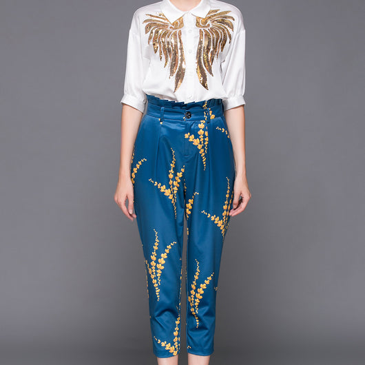 Conjunto de Camisa y Pantalón Bordado