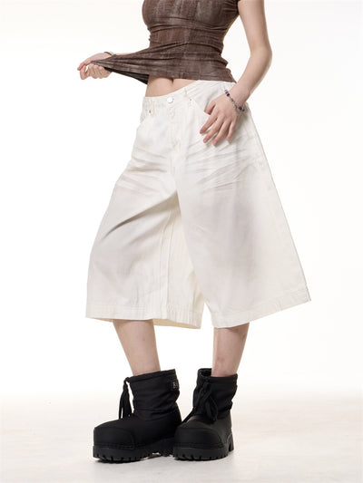 Jumpsuit Vaquero Cropped Vintage Efecto Desgastado Pierna Ancha - Image 9
