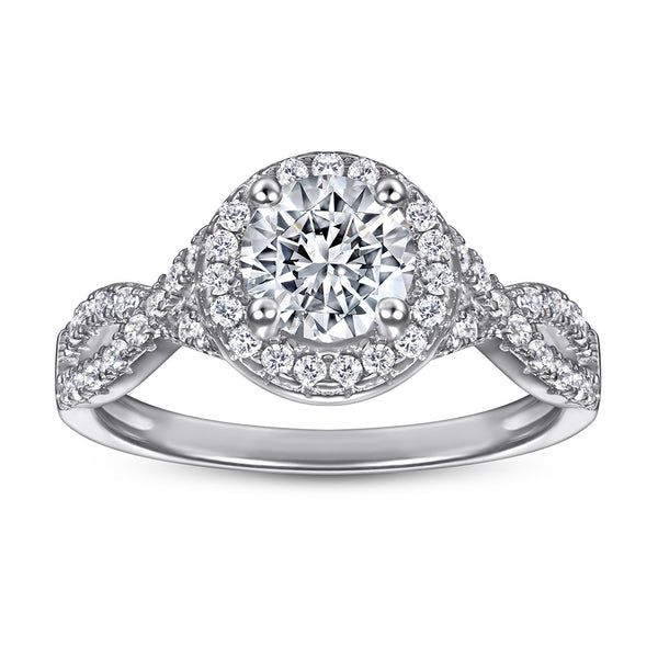 Anillo de Bodas en Plata de Ley para Mujer con Diamante de 1 Quilate