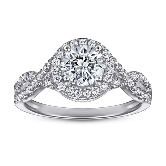 Anillo de Bodas en Plata de Ley para Mujer con Diamante de 1 Quilate