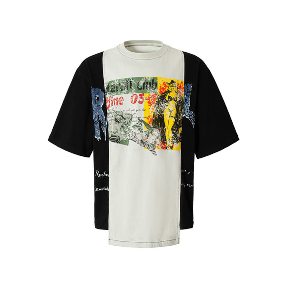 Camiseta Estampa Colagem Desconstruída Verão Street