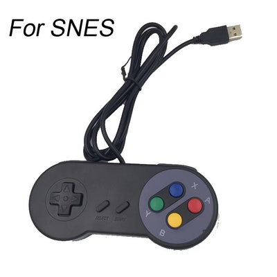 Black USB game controller with a classic SNES-style design, featuring a D-pad and colorful action buttons. - Image 3