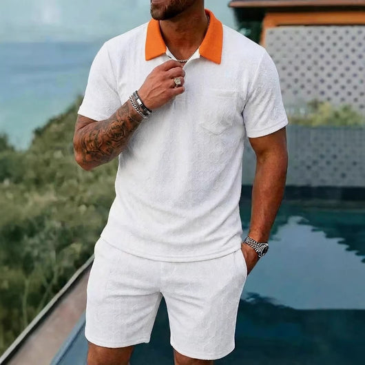 Conjunto de Playera y Shorts Deportivos Transpirables con Bloques de Color
