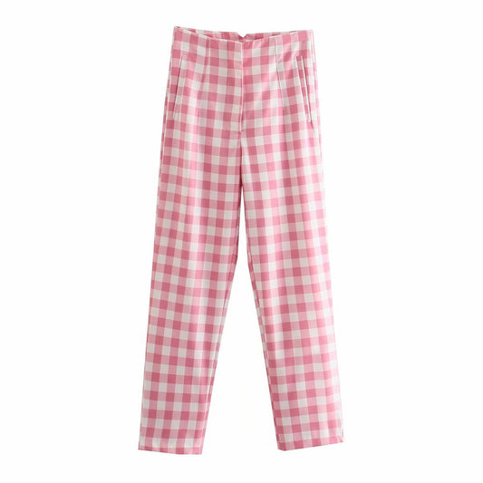 Pantalón Cuadrillé Cintura Alta para Mujer - Estilo Casual y Moderno