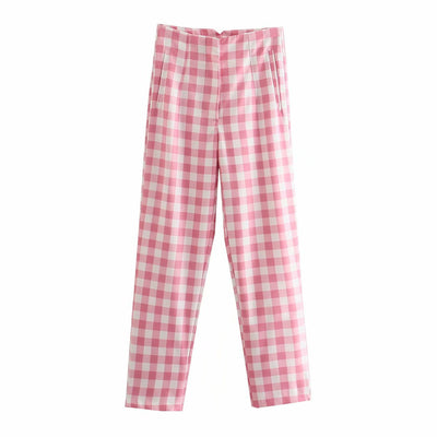 Pantalón Cuadrillé Cintura Alta para Mujer - Estilo Casual y Moderno