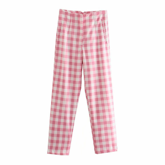 Pantalón Cuadrillé Cintura Alta para Mujer - Estilo Casual y Moderno
