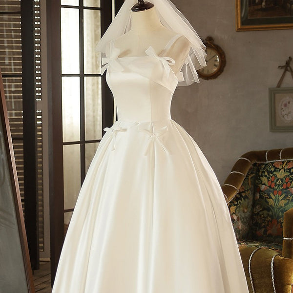 Vestido de Satén Mori Blanco para Niña