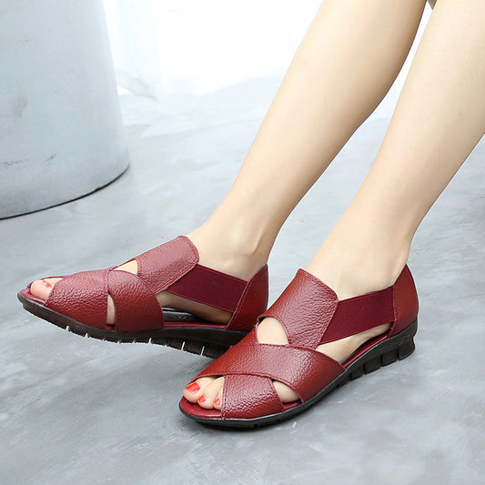 Sandalias Planas de Cuero Versátiles con Suela Blanda de Tendón de Res - Image 2