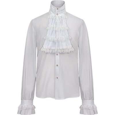 Camisa Gótica de Manga Larga con Cuello Alto y Volantes para Hombre - Image 7