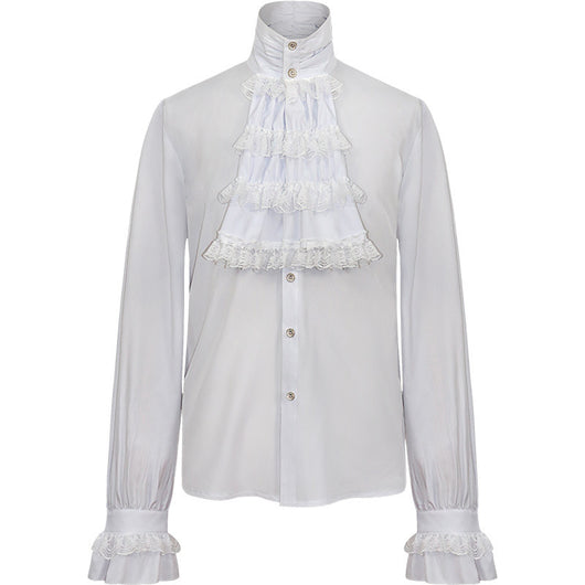 Camisa Gótica de Manga Larga con Cuello Alto y Volantes para Hombre - Image 7