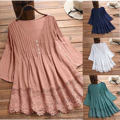 Blusa de Encaje Plisada con Recortes Jacquard - Image 5