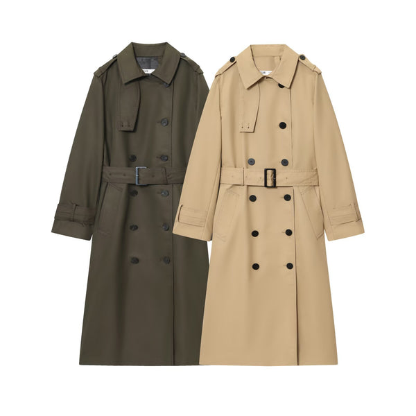 Abrigo Trench Coat Doble Botonadura Elegante para Mujer
