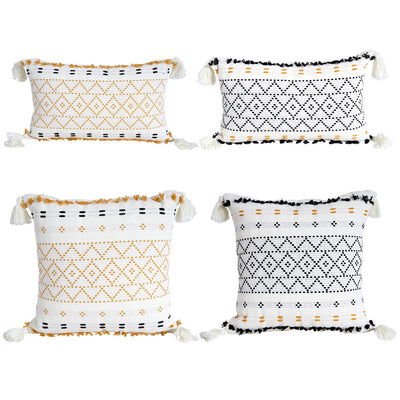 Almohada Decorativa de Peluche con Diseño Geométrico y Borlas de Flores - Image 7