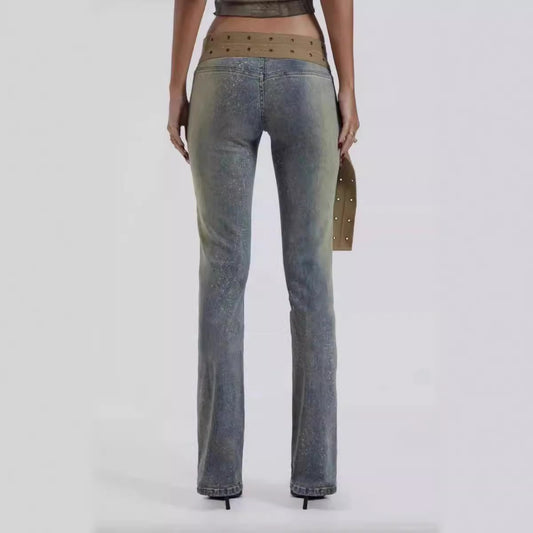 Pantalón Vaquero Cintura Baja con Cinturón de Lona y Efecto Reductor - Image 2