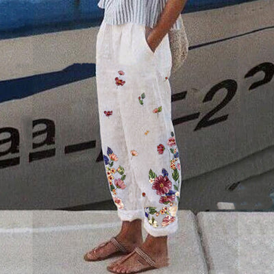 Pantalones Vintage Estampados de Pierna Ancha para Mujer