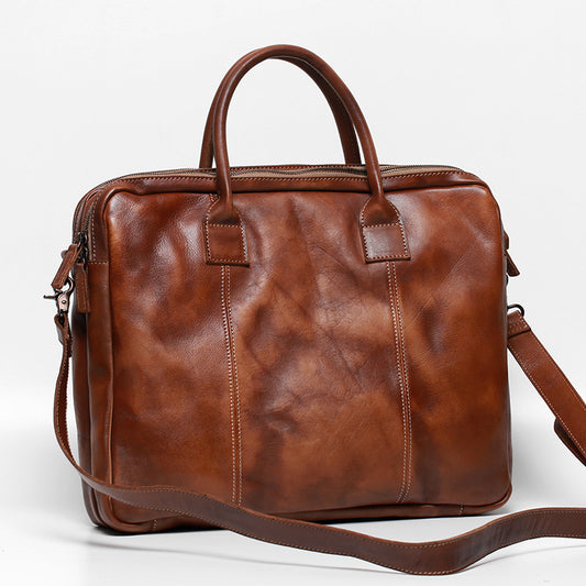 Bolsa de Cuero para Hombre Estilo Retro - Piel de Res Premium