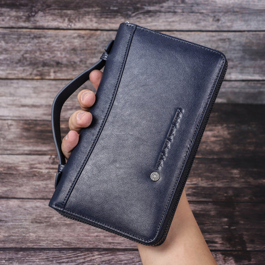 Billetera Multifuncional de Cuero Genuino para Hombre con Compartimentos Premium