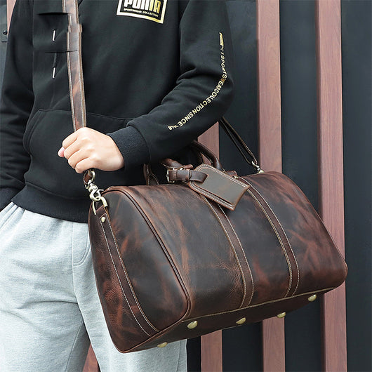 Bolsa de Viaje en Cuero Vintage Desgastado para Hombre - Image 13