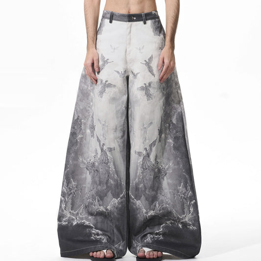 Jeans Rectos Vintage con Efecto Arcoíris y Detalles Desgastados