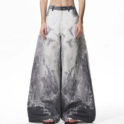 Jeans Rectos Vintage con Efecto Arcoíris y Detalles Desgastados