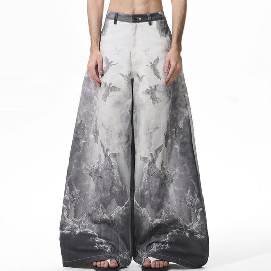 Jeans Rectos Vintage con Efecto Arcoíris y Detalles Desgastados