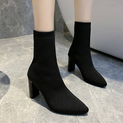 Tacones Altos Puntiagudos con Caña Elástica Ajustable - Image 8