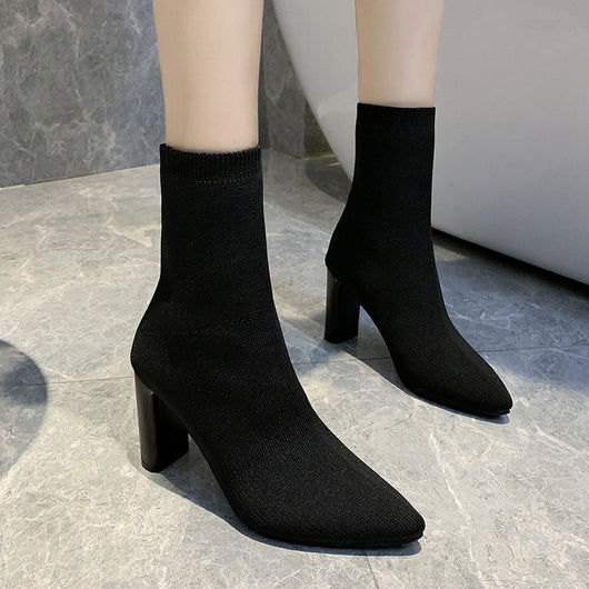 Tacones Altos Puntiagudos con Caña Elástica Ajustable - Image 8