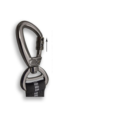 Black reflective pet car seat belt with elastic buffer, seat belt buckle, and metal carabiner clip. - Image 9