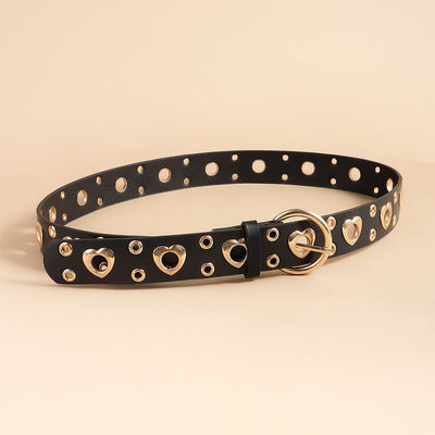 Cinturón Metal Punk para Mujer con Corazón Calado - Estilo Hip Hop Negro - Image 27