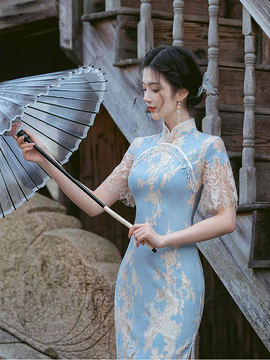 Cheongsam de Encaje Elegante - Diseño Sofisticado para Verano - Image 11