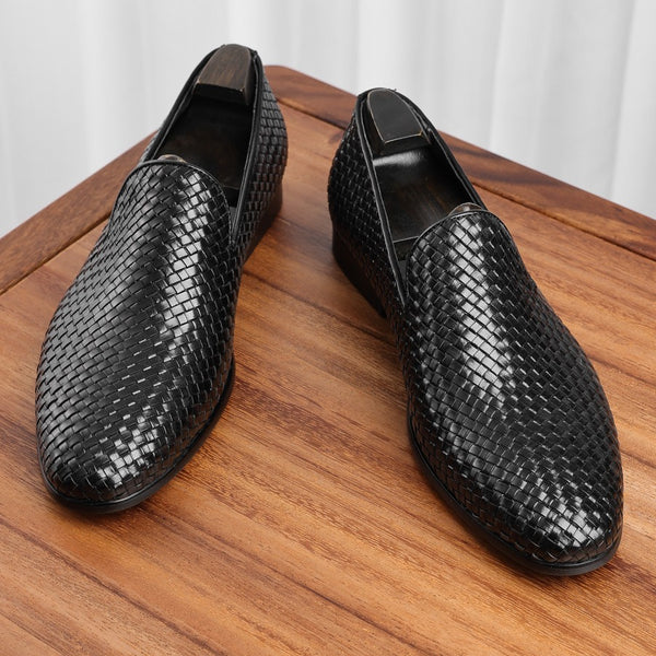 Zapatos de Cuero Tejido para Hombre - Slip-on Ejecutivo