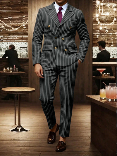 Conjunto de Traje Ejecutivo a Rayas para Hombre - Image 10