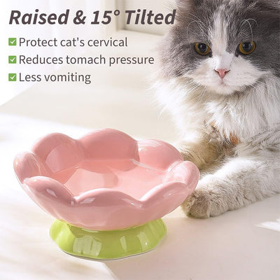 Comedero Elevado para Gatos de Cerámica Rosa - Diseño Inclinado Anti-Vómito y Fatiga de Bigotes - Image 9