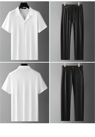 Conjunto Casual de Seda de Hielo para Hombre - Image 10