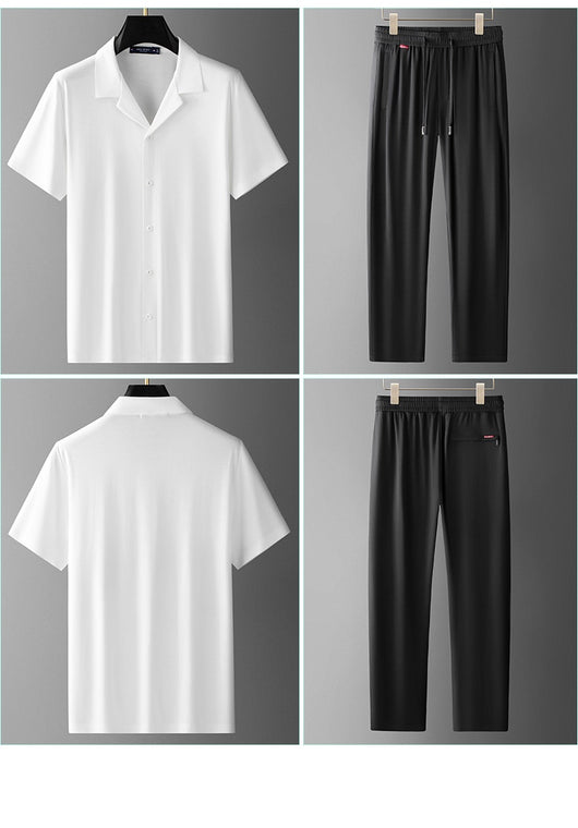 Conjunto Casual de Seda de Hielo para Hombre - Image 10