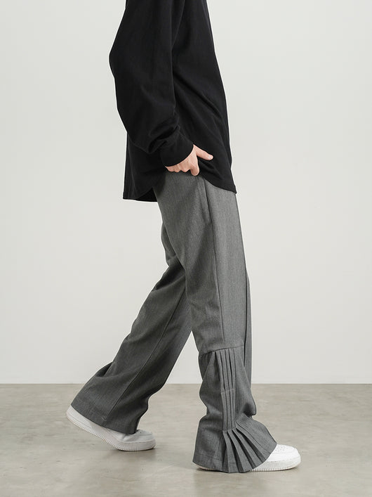 Pantalones Plisados Acampanados de Color Sólido Unisex - Image 11