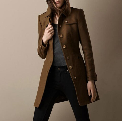 Abrigo de Lana Doble Botonadura para Mujer - Elegante Sobretodo Suelto para Otoño e Invierno - Image 7