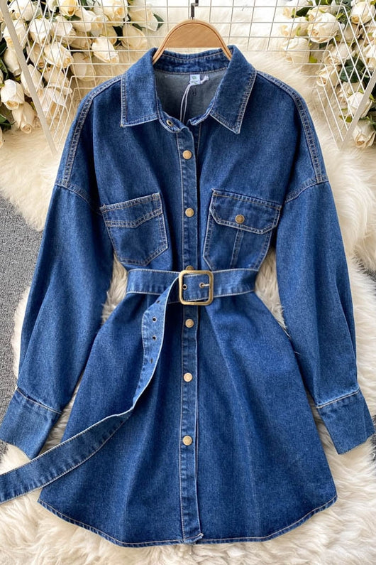 Chaqueta Denim Retro con Cuello Polo y Cintura Ajustada - Image 5