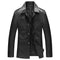 Chaqueta de Cuero con Solapa para Hombre Maduro - Algodón Premium